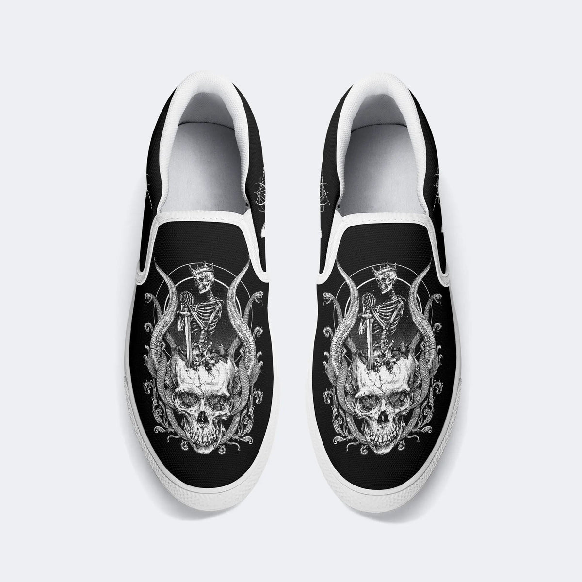 Skeleton Print - Slip On Shoes