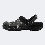 Black Dinosaur Fossil - Fur Lined Slippers/Sandals