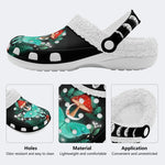 Night Sky Mushroom Butterfly Print - Removable Fur Lined Slippers/Sandals