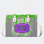Classic Black And White Stripes - Leather Handbag