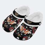 Horror Death Moth Print - Fur Lined Slippers/Sandals