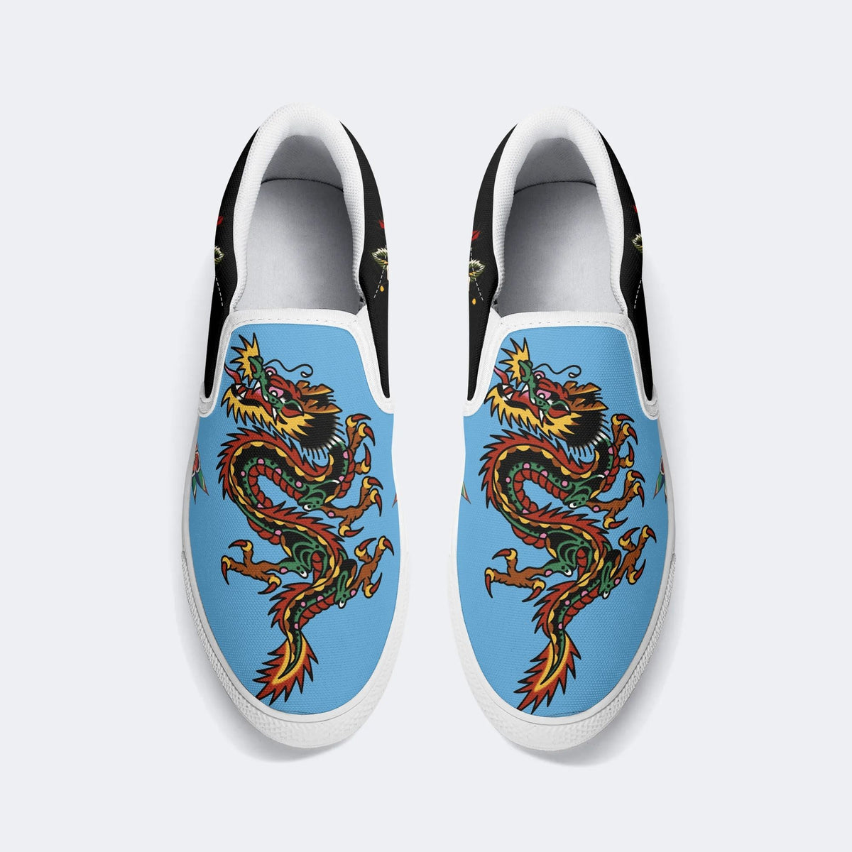 Vintage Torch And Dragon Print - Slip On Shoes