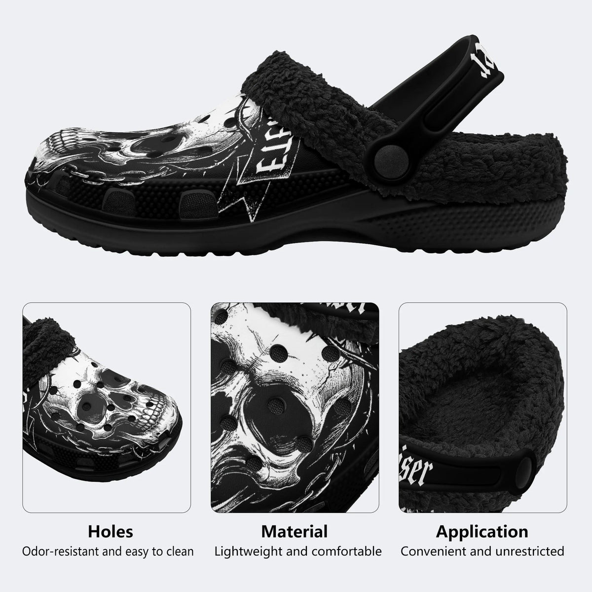 Gothic Skull Chain Thorn Prophesier‑Fur Lined Slippers/Sandals