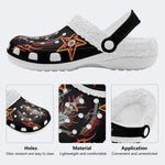 Flaming Skull Dagger Print - Fur Lined Slippers/Sandals