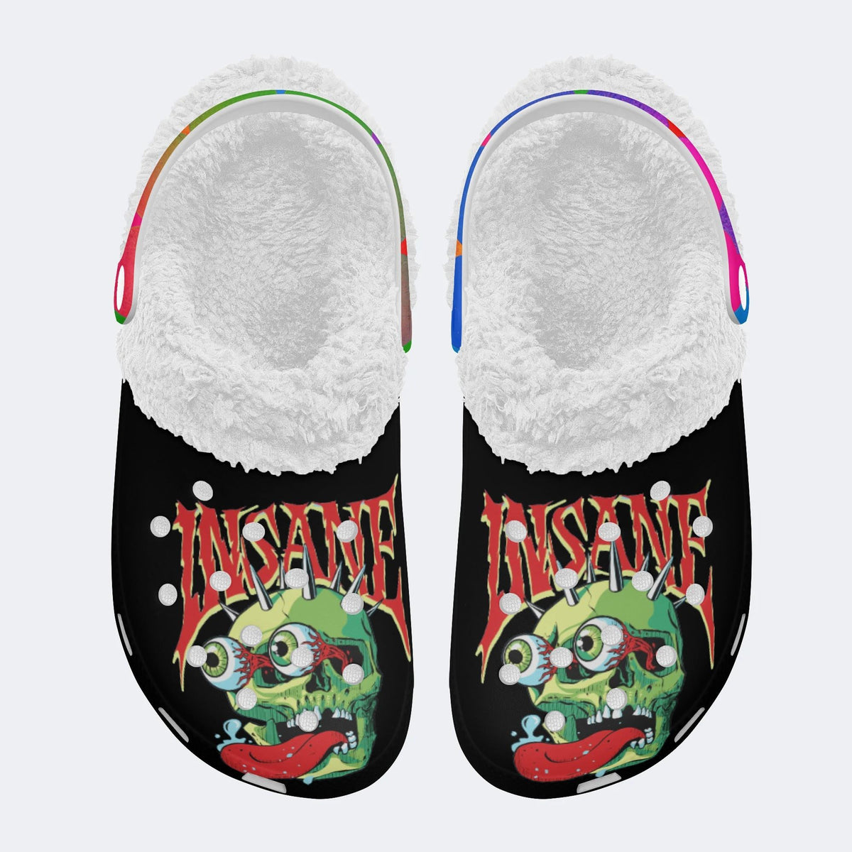 Horror Monster Print - Fur Lined Slippers/Sandals