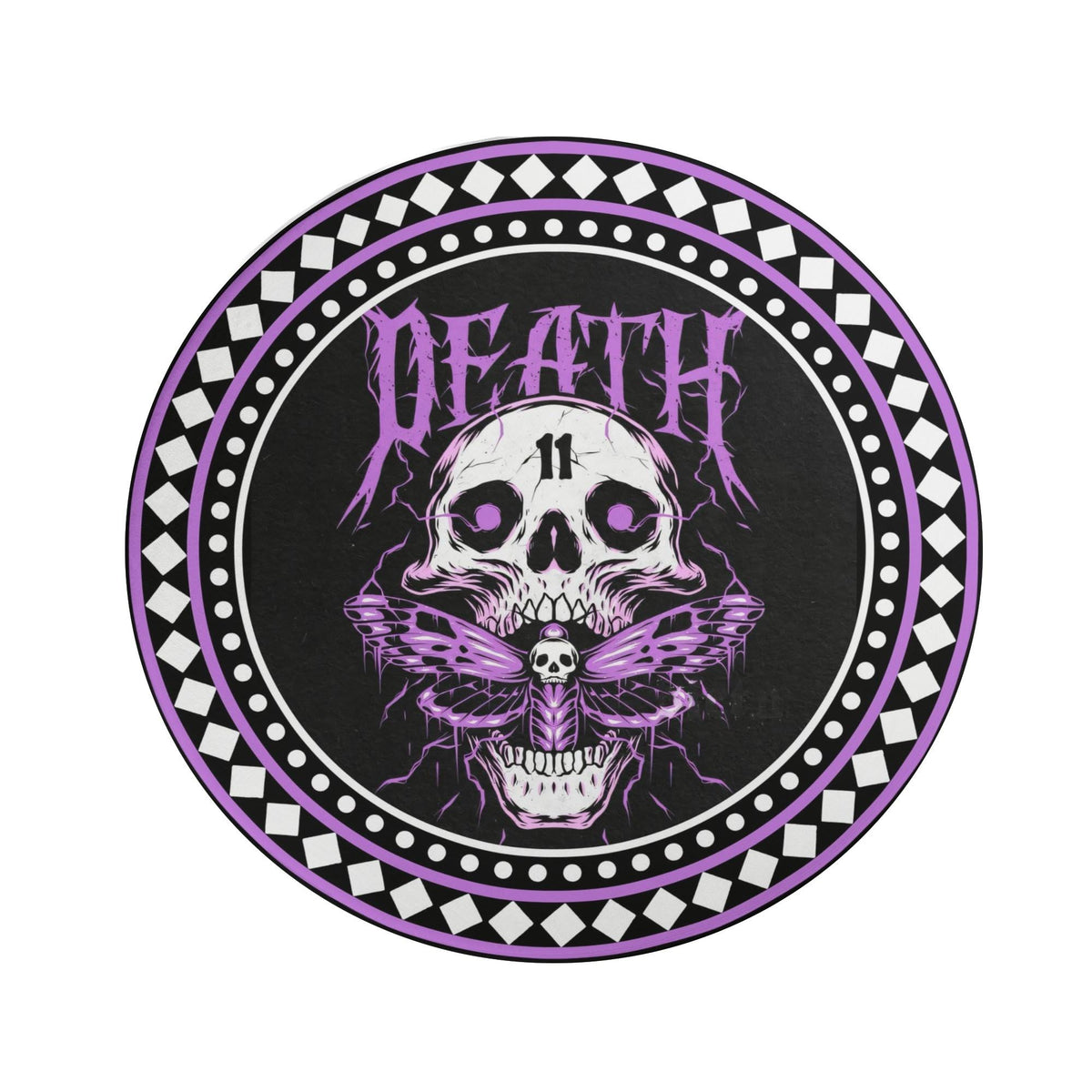 Skull And Purple Moth - Floor Mat