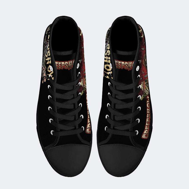 Horror Movie Vintage Graphic Print- High Top Canvas