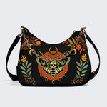 Death Moth Leaf Print - Leather Crossbody Bag