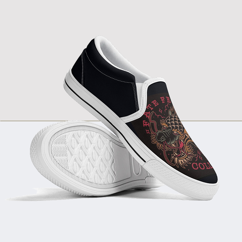 Dragon Print Slip On Shoes