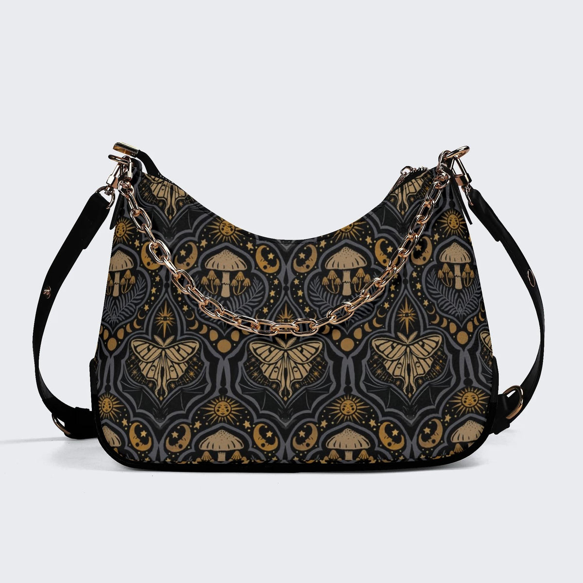 Starry Sky And Moth Print - Leather Crossbody Bag