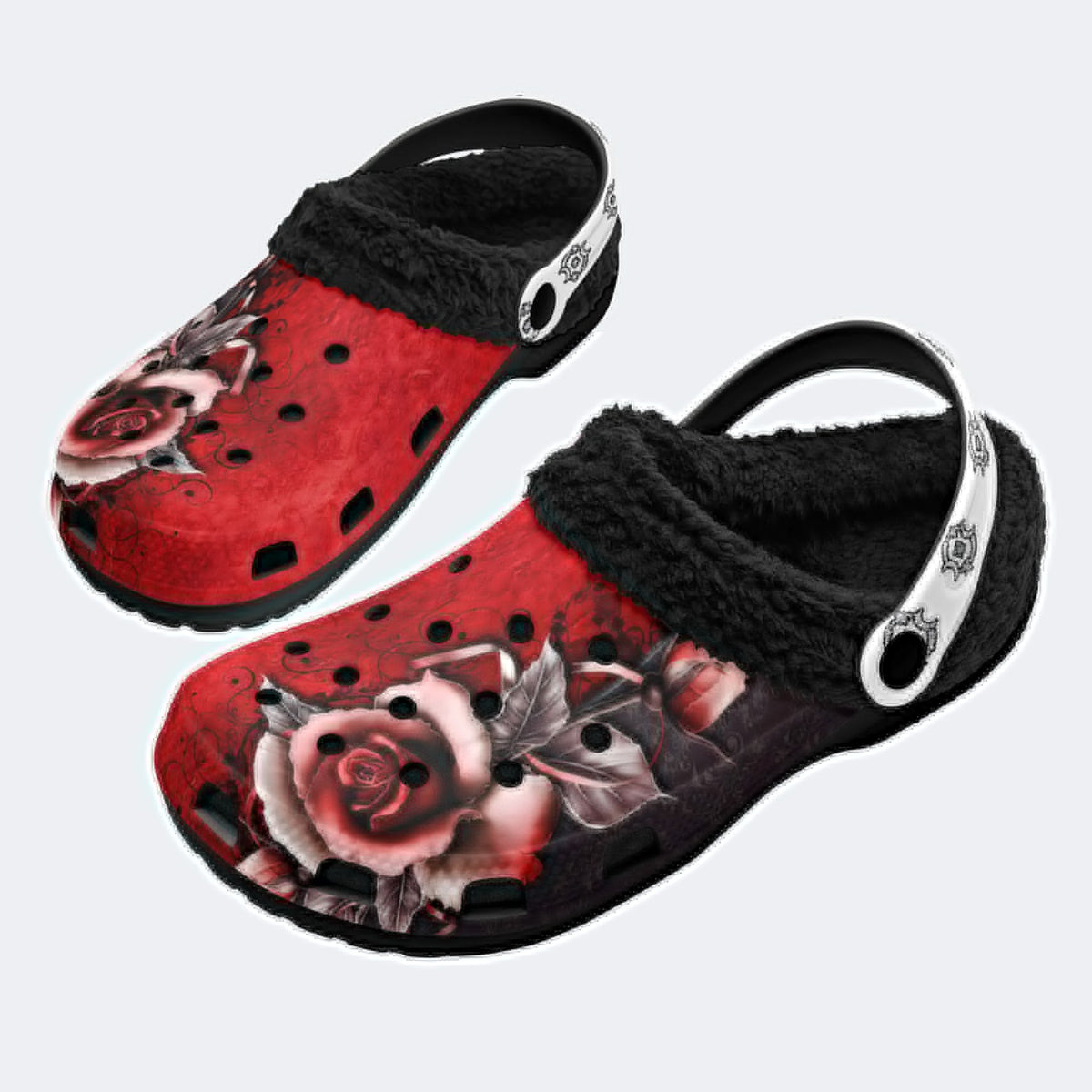 Retro Nostalgic Roses - Fur Lined Slippers/Sandals