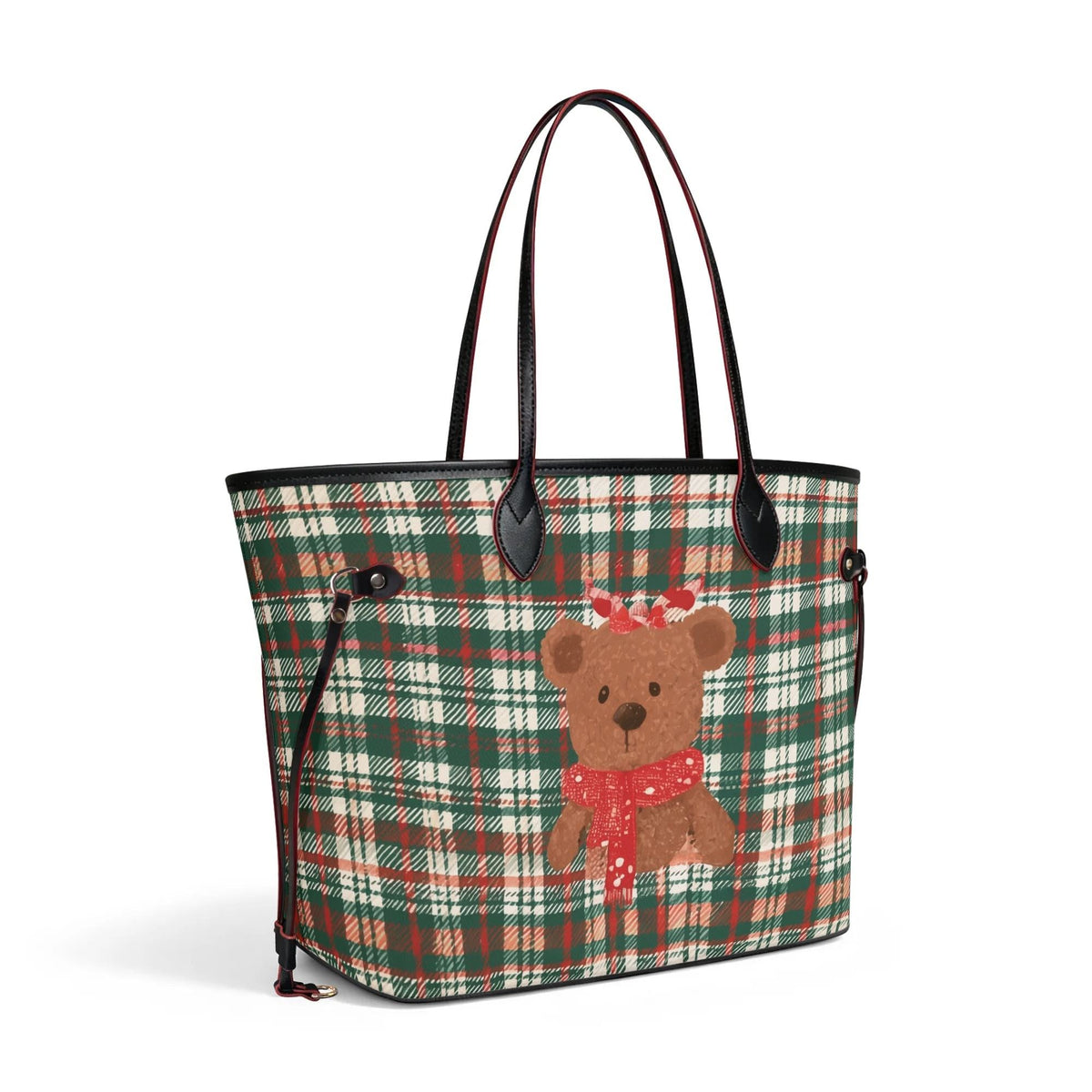 Plaid Christmas Bear - Large capacity handbag
