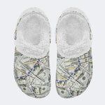 Unisex Papers Print - Fur Lined Slippers/Sandals