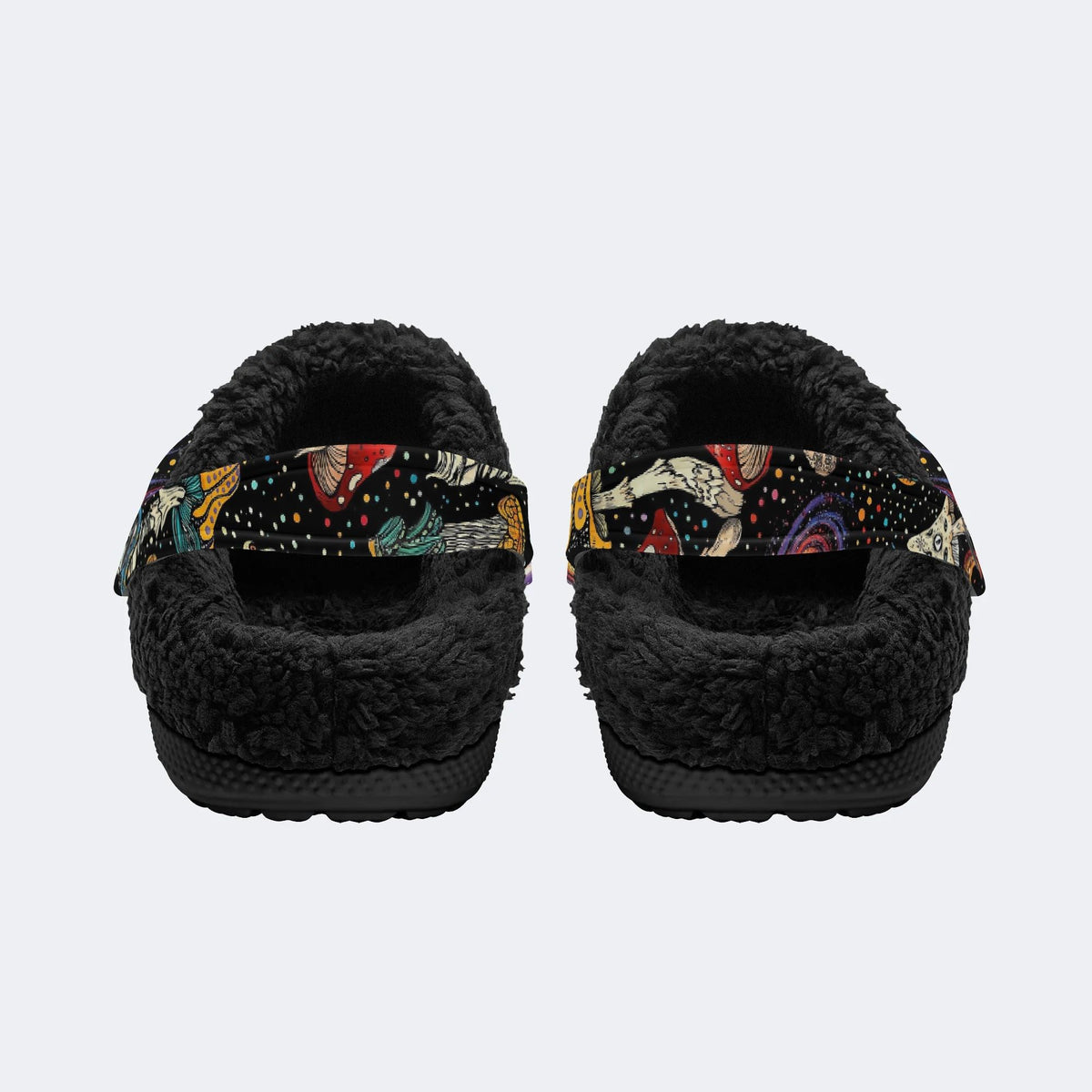 Gothic Psychedelic Mushroom Space Galaxy - Fur Lined Slippers/Sandals
