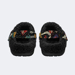 Gothic Psychedelic Mushroom Space Galaxy - Fur Lined Slippers/Sandals