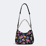 Colorful Mushroom Man Print - Leather Crossbody Bag