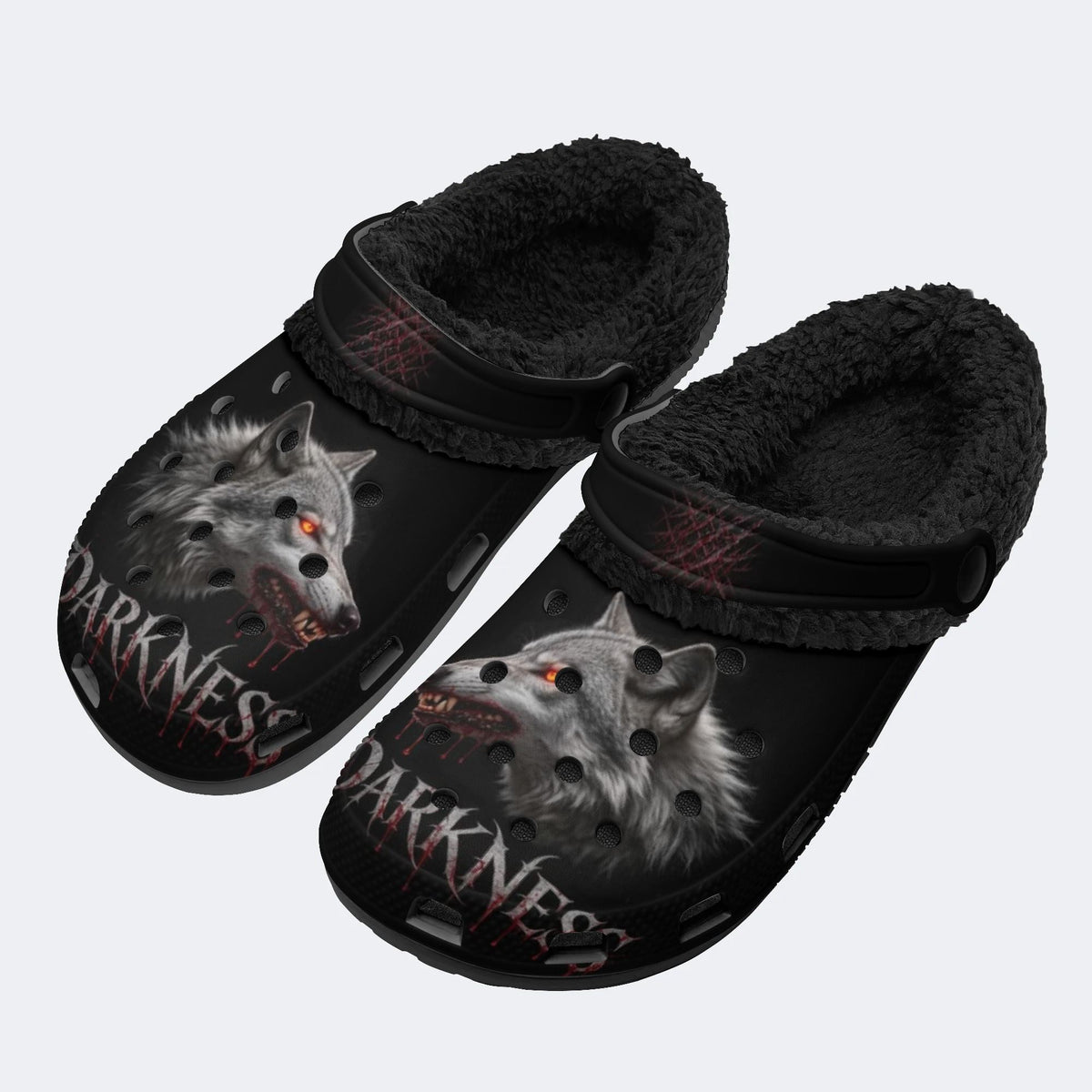 Gothic Blood Wolf - Fur Lined Slippers/Sandals