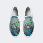 Unisex Skull&Shark Art Print - Slip On Shoes