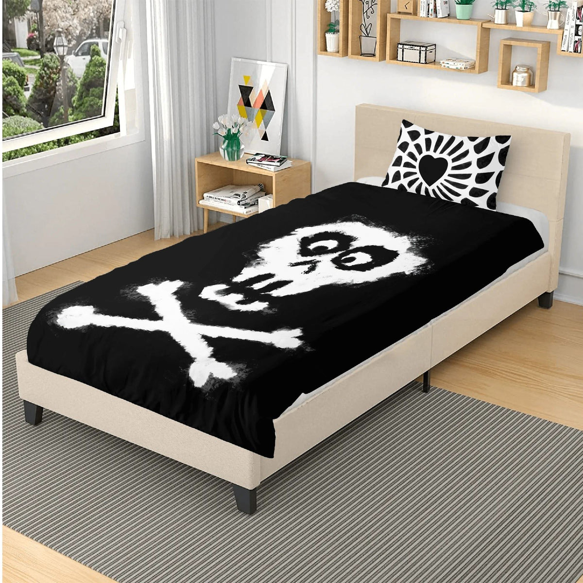 Gothic Skull Print - Three Piece Bedding Set