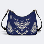 Classic Death Moth Vintage Print - Leather Crossbody Bag