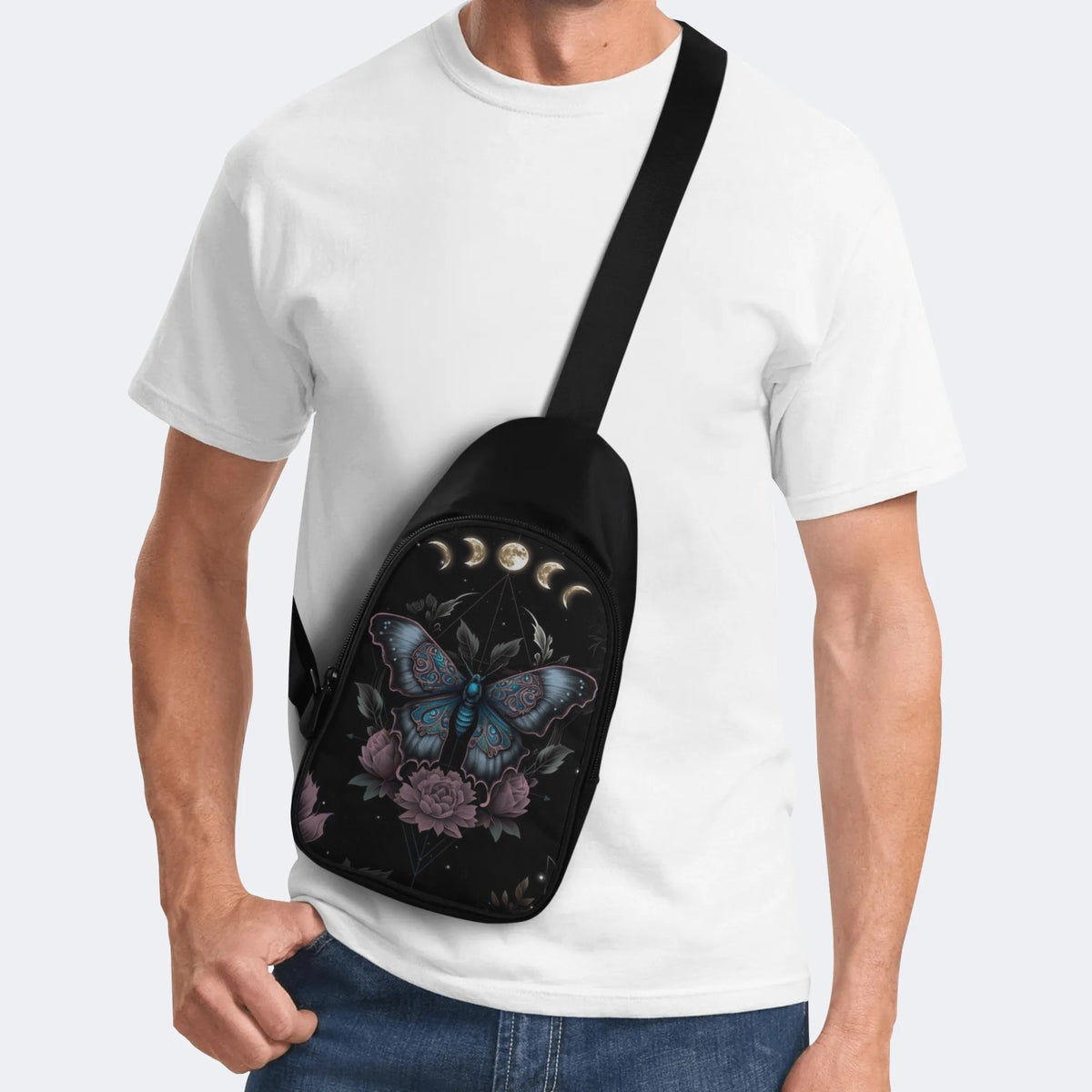Vintage Floral Moth Print - Chest Bag