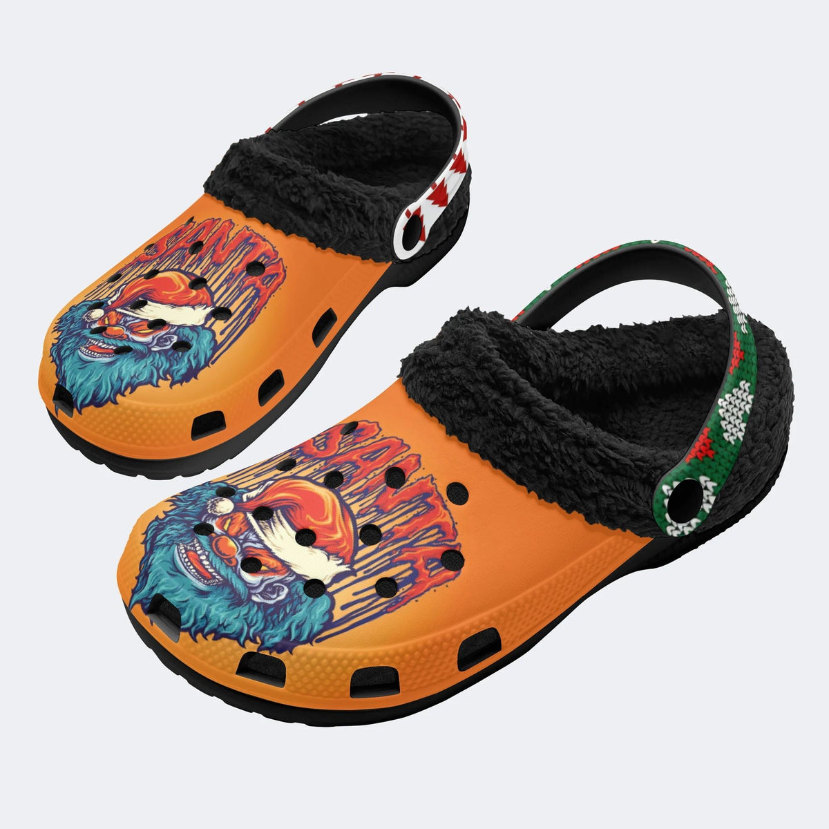 Christmas Ghostface Clown Print -Fur Lined Slippers/Sandals