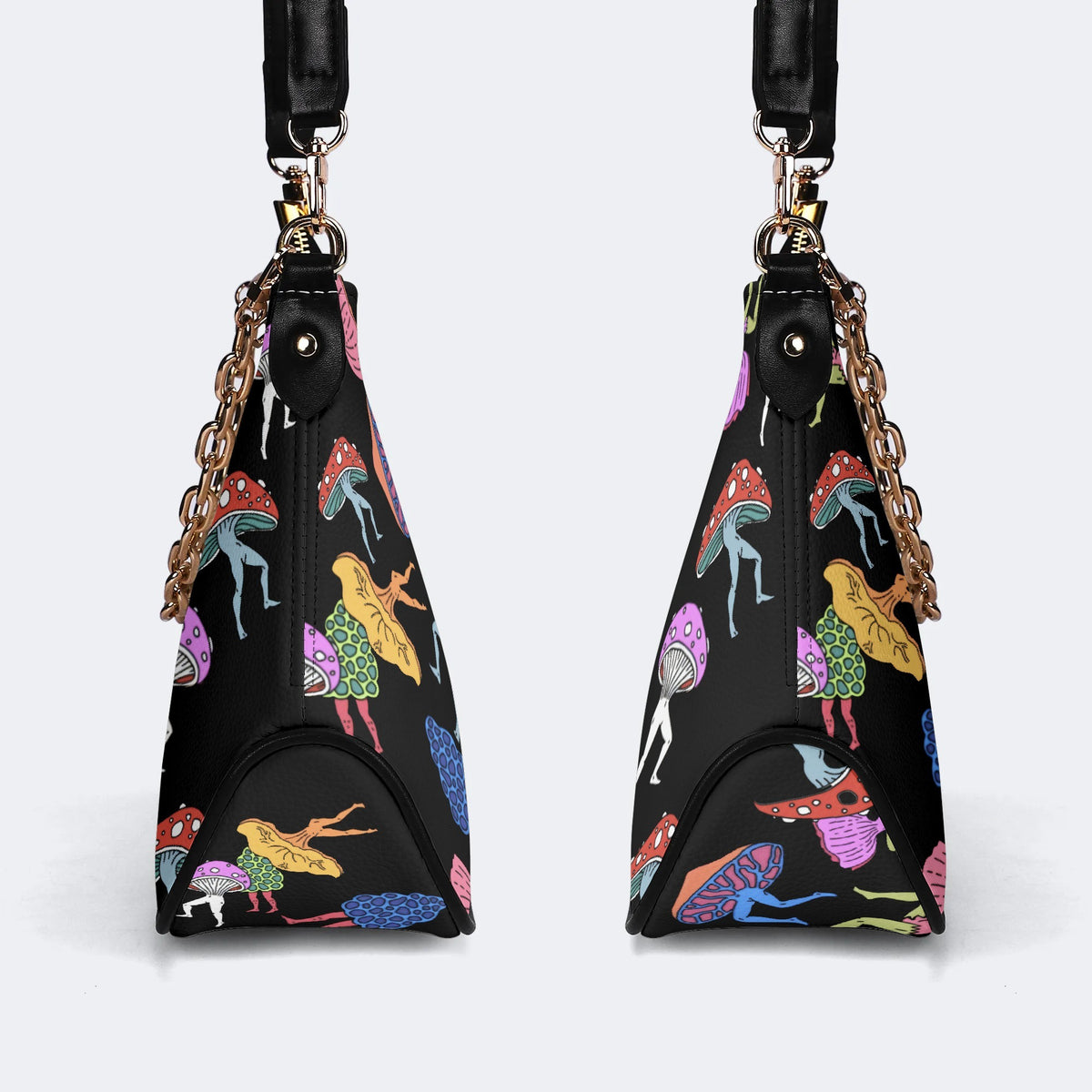 Colorful Mushroom Man Print - Leather Crossbody Bag