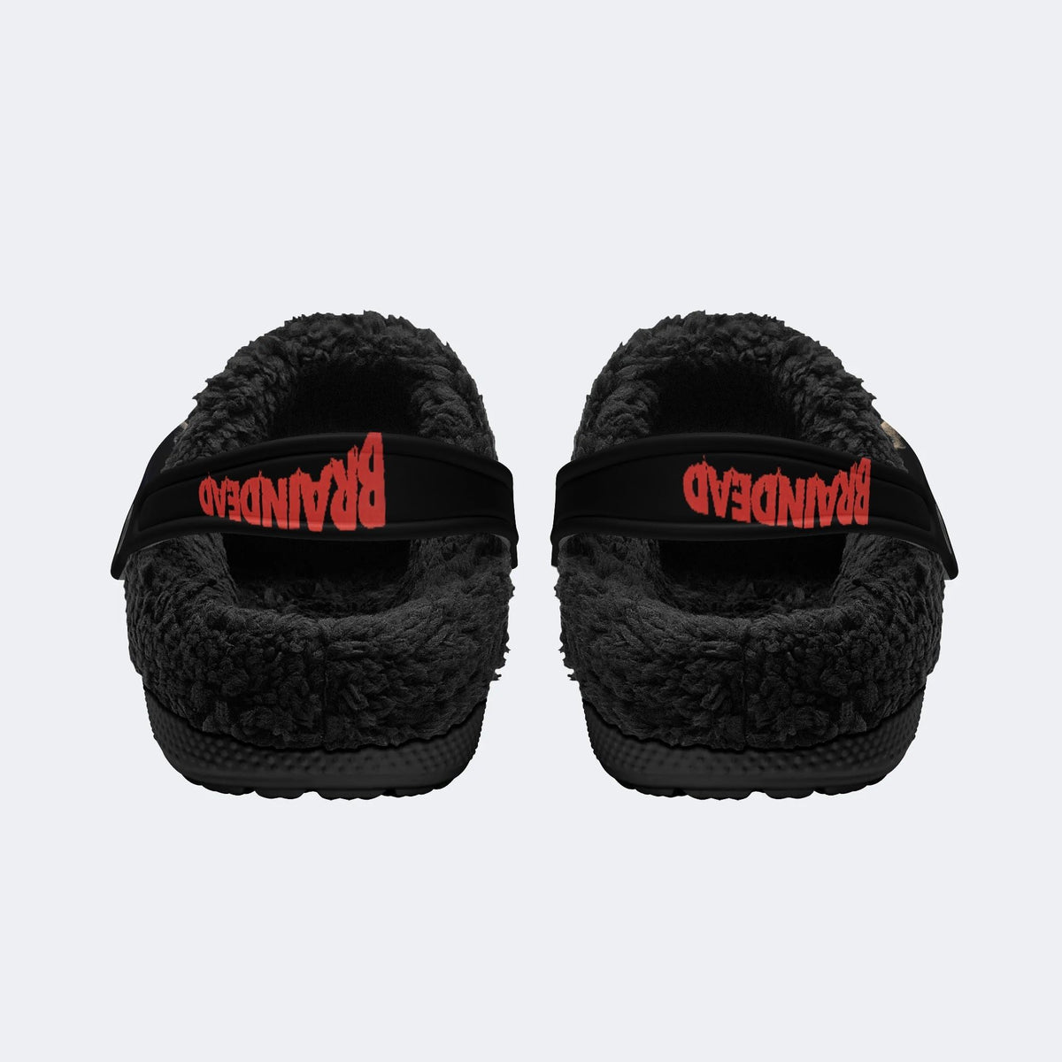 Horror Braindead Retro Print - Fur Lined Slippers/Sandals