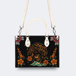 Black Panther Print - Leather Handbag