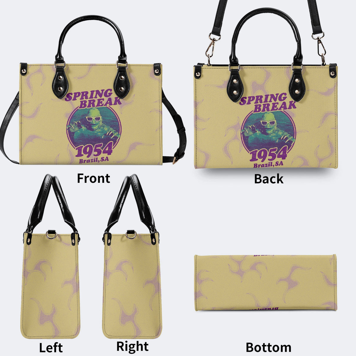 Horror Movies Print - Leather Handbag