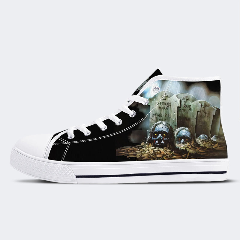 Horror Retro City Unisex - High Top Canvas