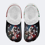 Horror Santa Claus Ghostface Print - Fur Lined Slippers/Sandals