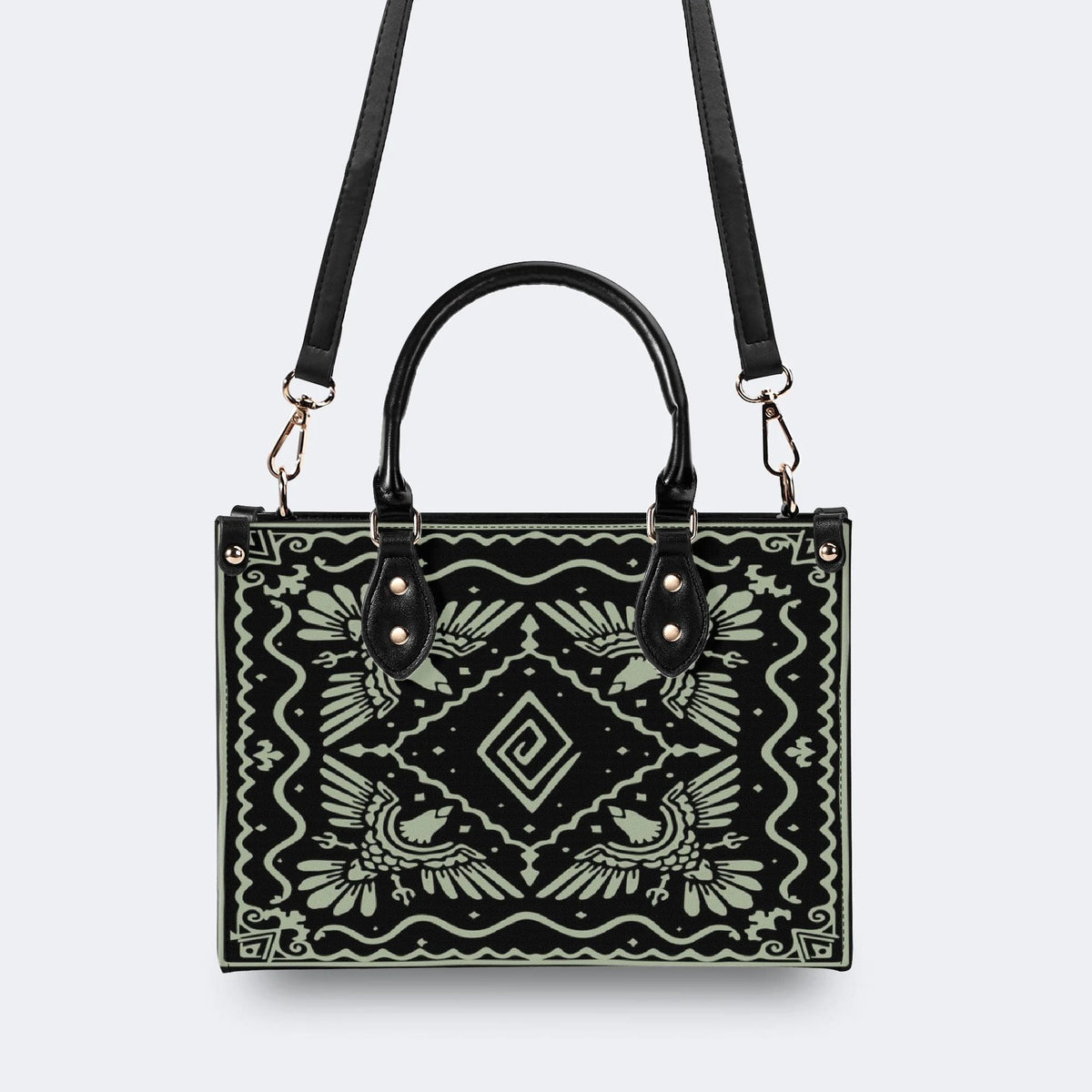 Light Green Eagle Totem - Leather Handbag