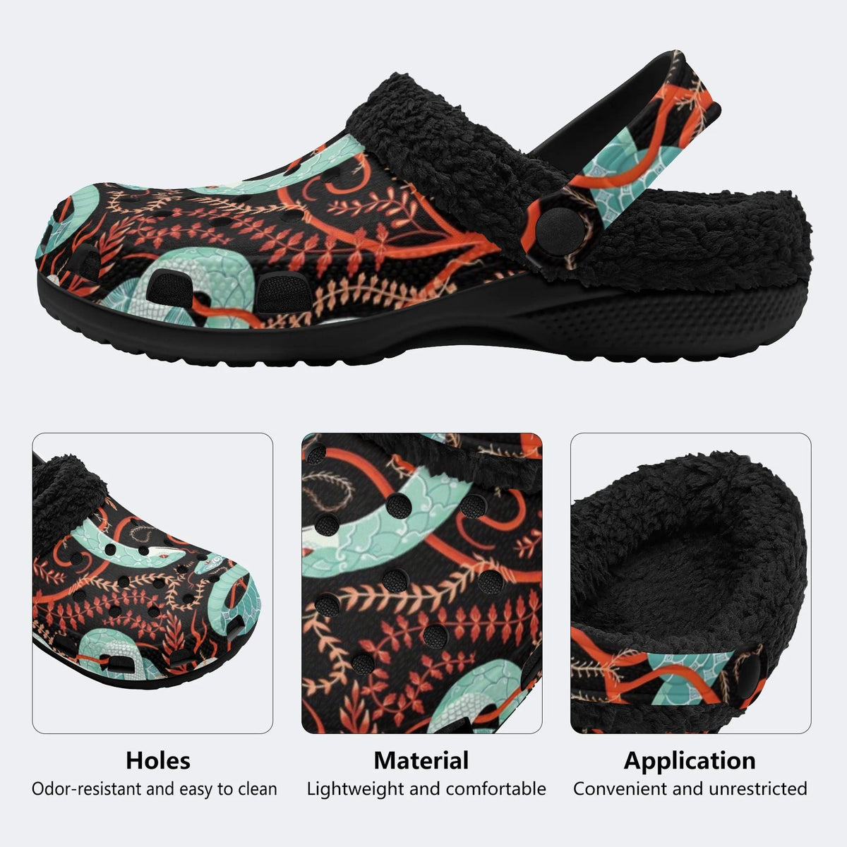 Green Snake Legend - Fur Lined Slippers/Sandals