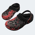 Skull Red Rose - Fur Lined Slippers/Sandals