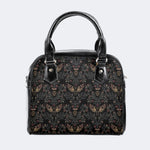 Death Moth In The Flower Print - Leather Shoulder Handbag