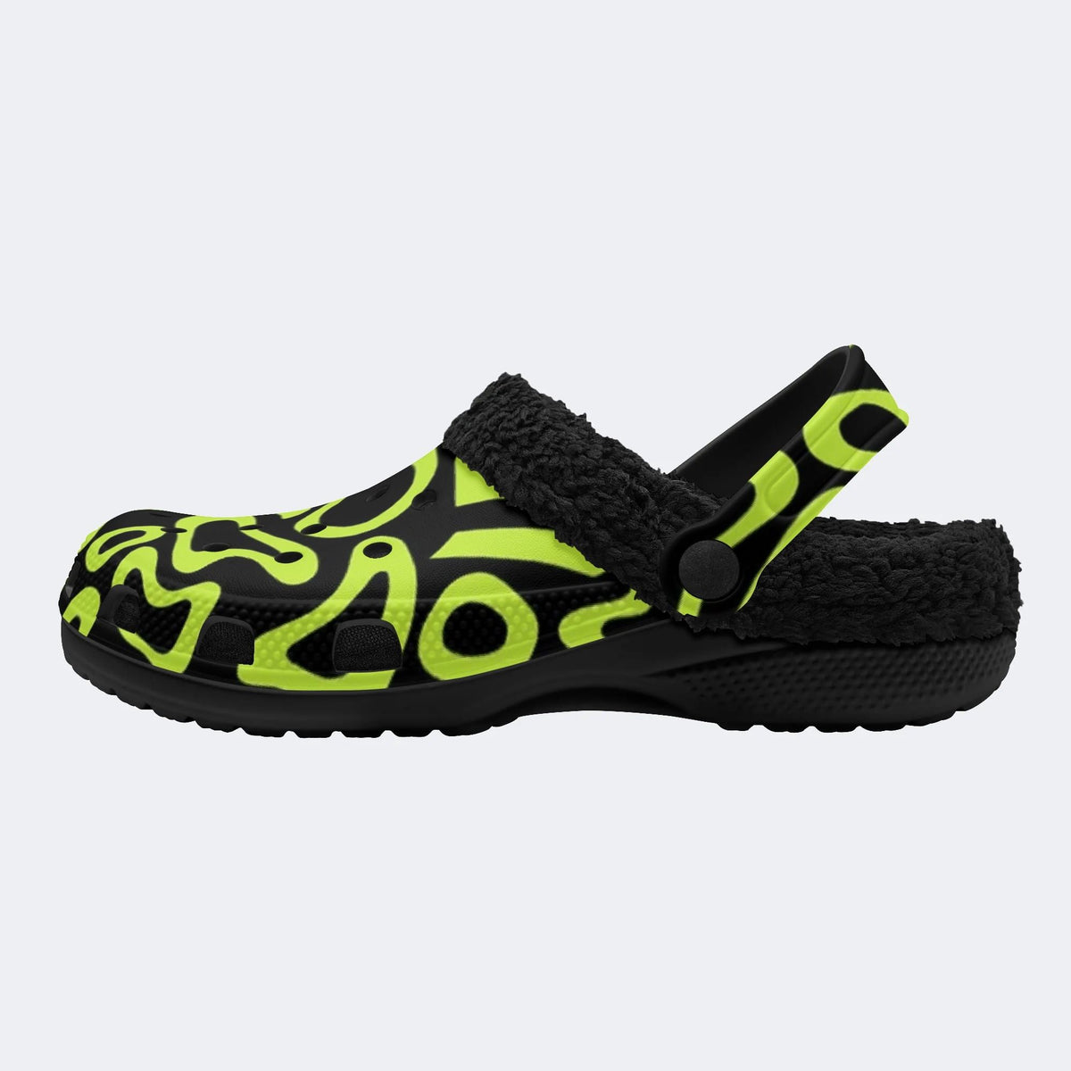 Abstract Lime Swirl Art - Fur Lined Slippers/Sandals