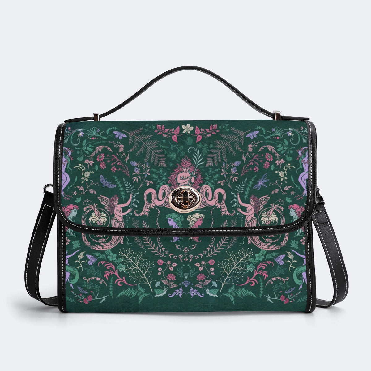 Wildflower Fairy Print - Leather Satchel Bag