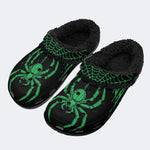 Gothic Neon Spider Print - Fur Lined Slippers/Sandals