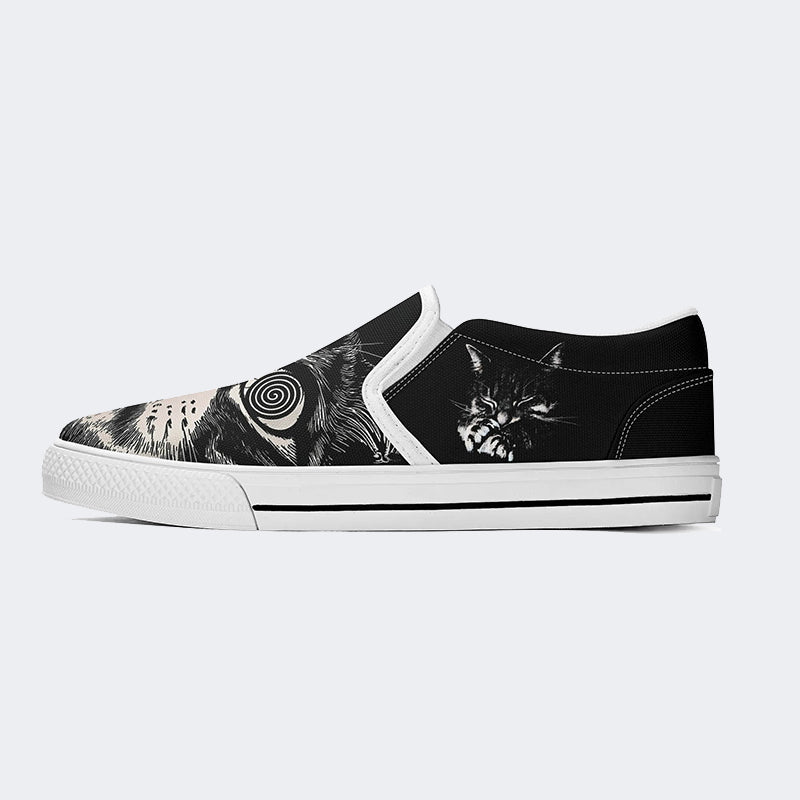 Psychedelic Cat Graphic Print - Slip On Shoes