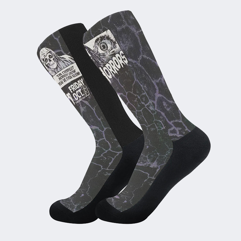 Unisex Night Of Horror Print - Crew Socks