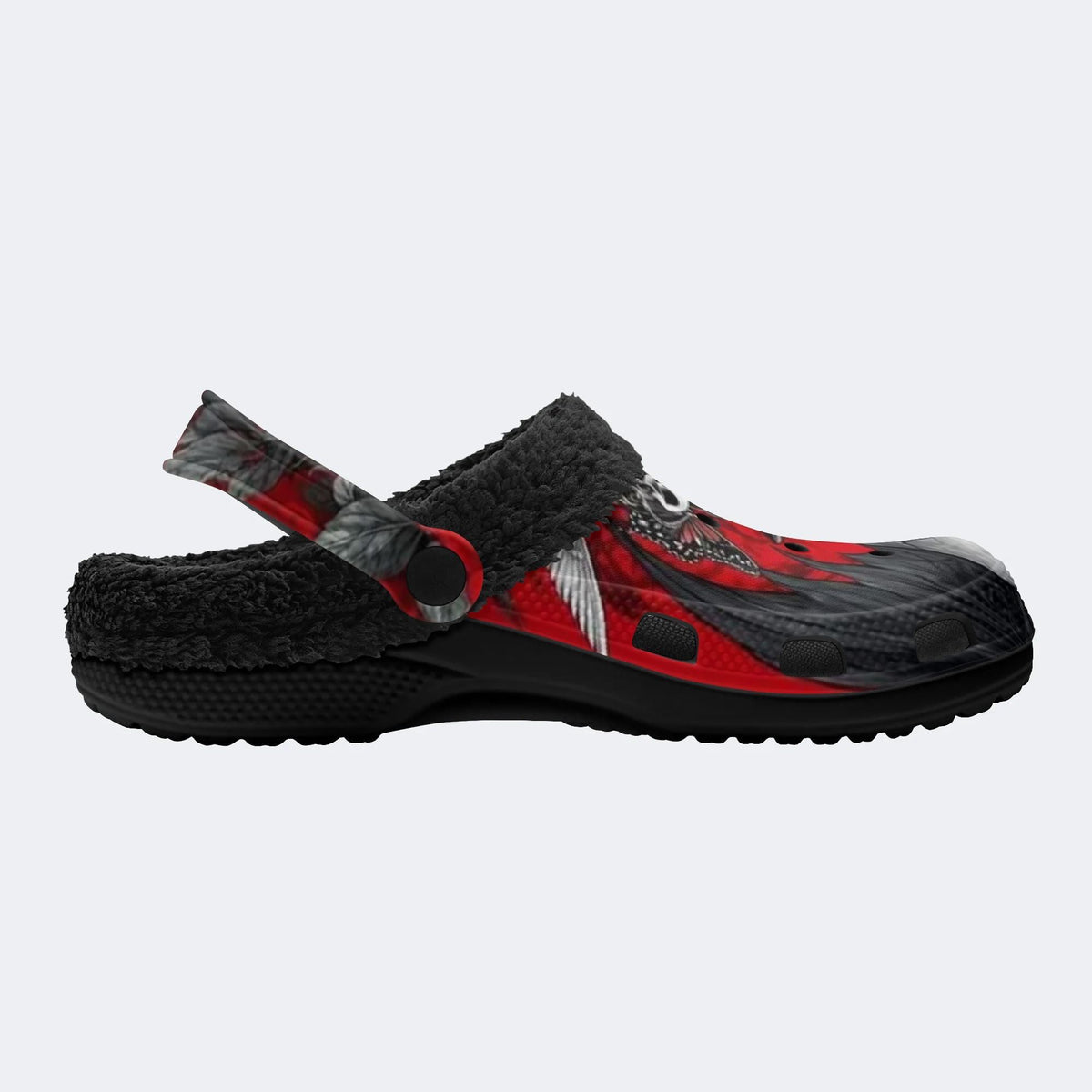 Skull Red Rose - Fur Lined Slippers/Sandals