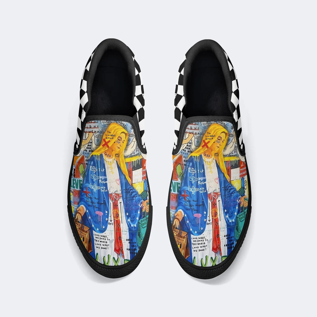 Unisex Graffiti Mary Art Print - Slip On Shoes