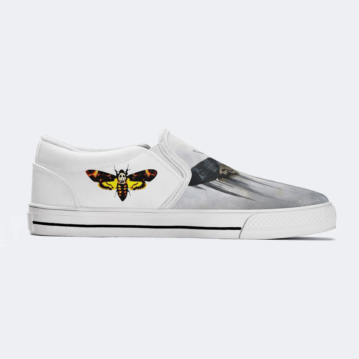 Surreal Death Moth Print - Slip On Shoes