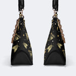 Vintage Dark Moth Print - Leather Crossbody Bag