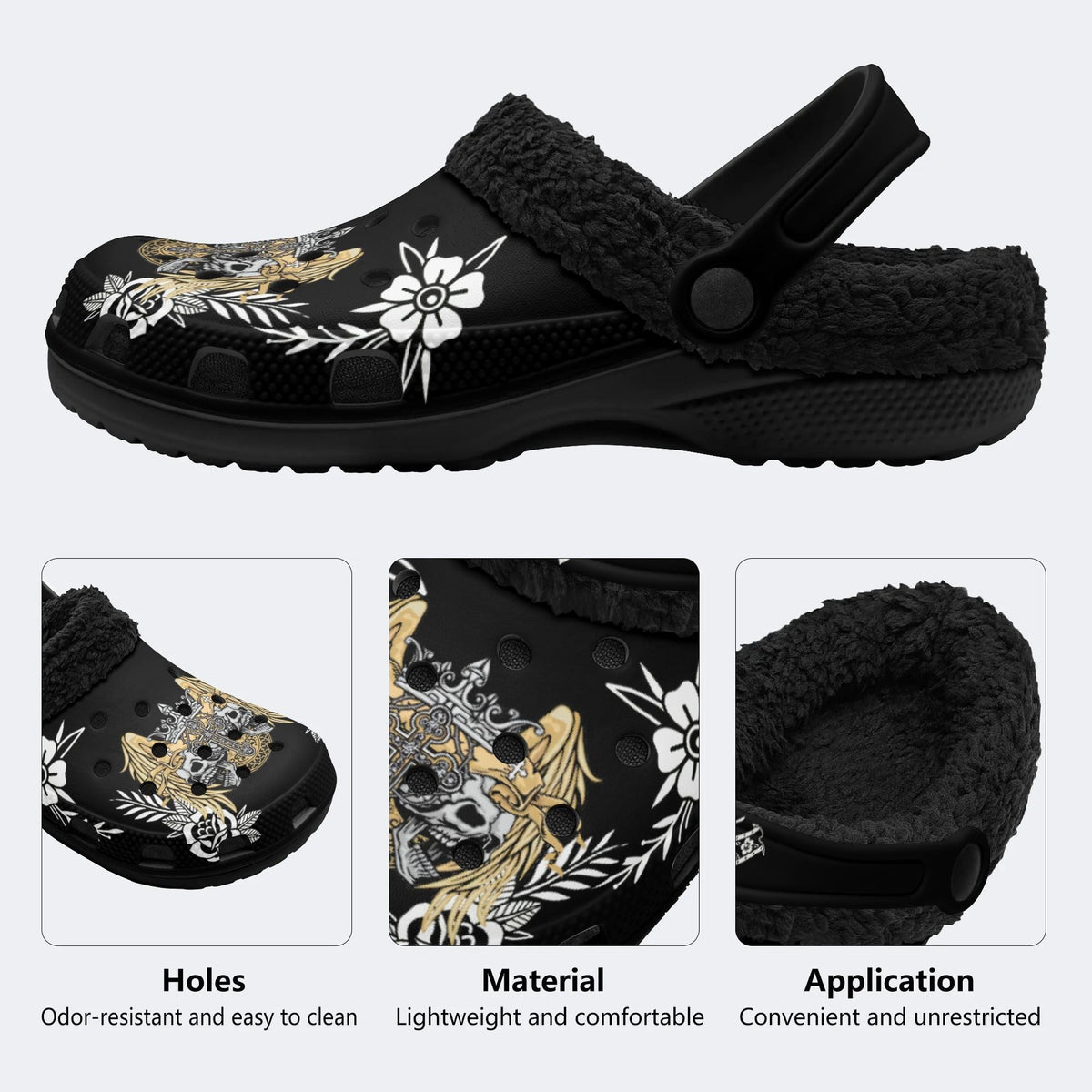 Grunge Skull Skull - Fur Lined Slippers/Sandals