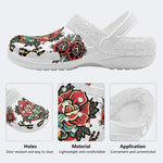 Classic Rose Devil Print - Removable Fur Lined Slippers/Sandals