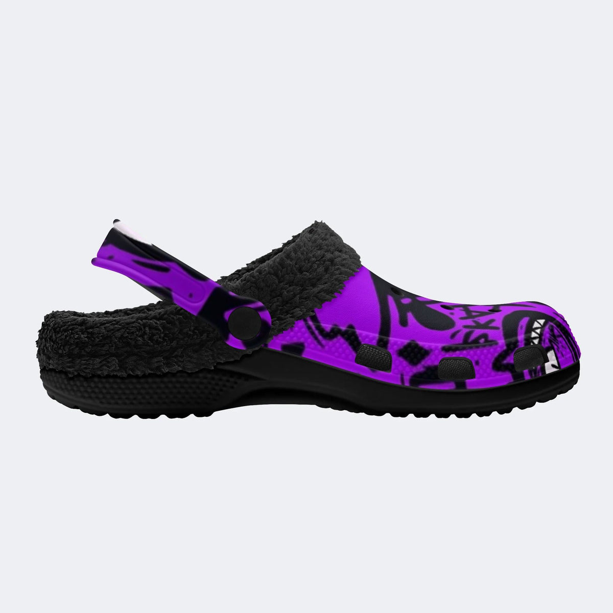 Purple Monster Print - Fur Lined Slippers/Sandals