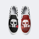 Unisex Rose Skull Print - Slip On Shoes