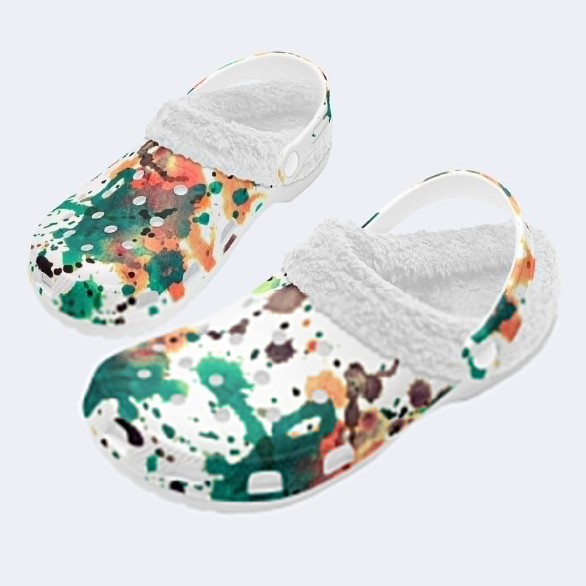 Unisex Ink Print - Fur Lined Slippers/Sandals